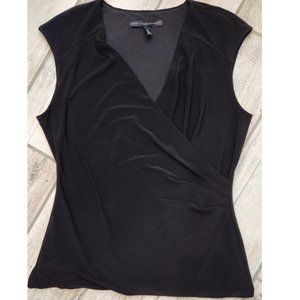 WHBM Surplice Black Sleeveless Top Size M